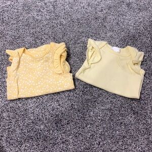Set of 2 Yellow Baby Girl Onesies